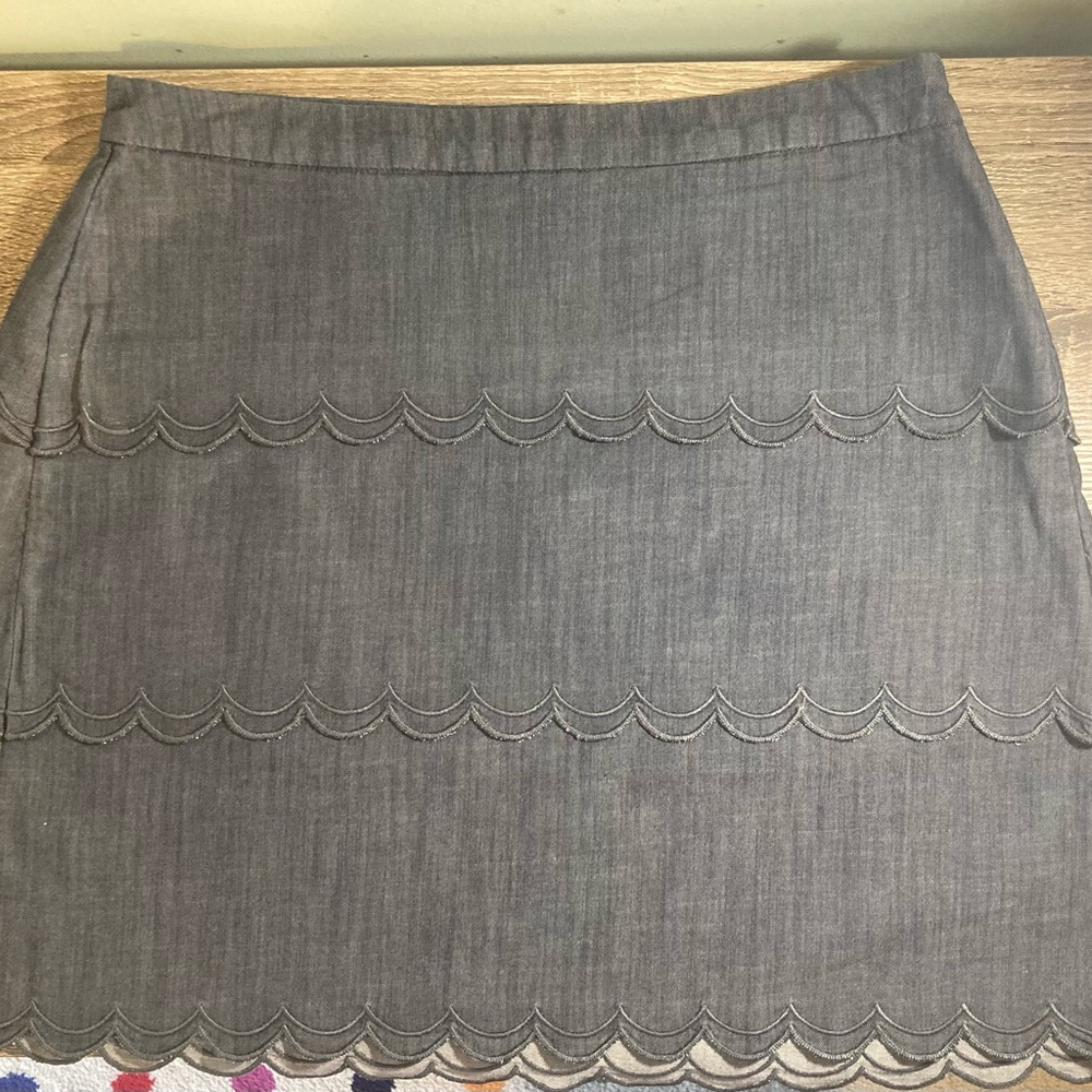 Vintage Banana Republic Women’s Blue Scalloped Tiered Mini Skirt Workwear Size 6